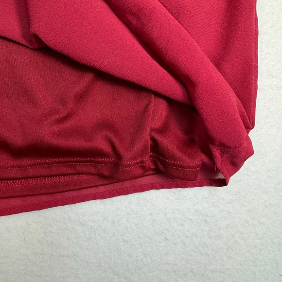 Lulus Sheer Split Long Sleeve Maroon Mini Dress Womens Size Medium Lined - Picture 9 of 10